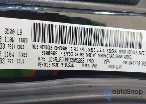 2014 Jeep Grand Cherokee Srt8 from USA, damaged, VIN 1C4RJFDJ8EC505283